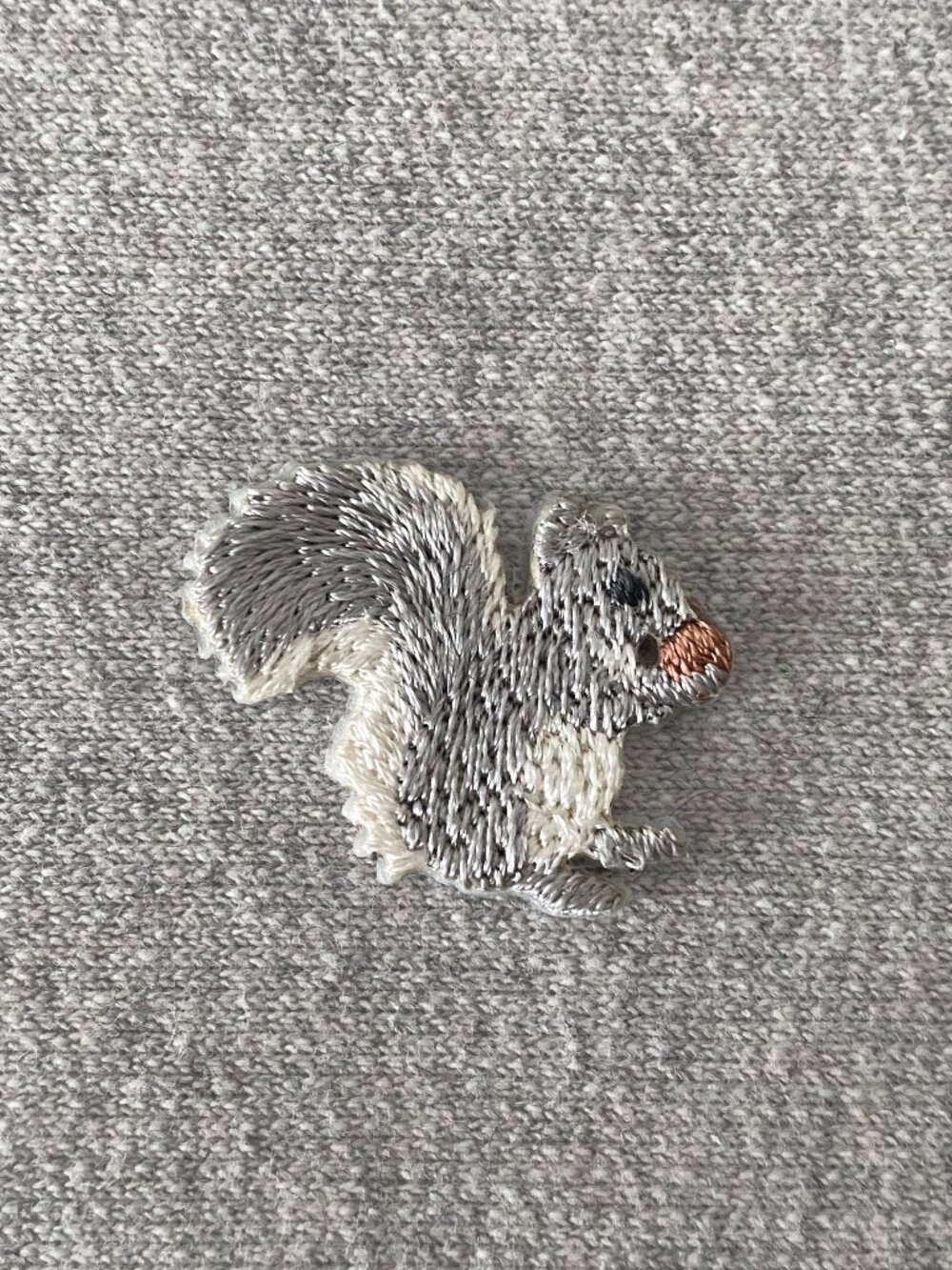 1 Embroidered Little Grey Squirrel Iron-on Patch 3cm x 2.5cm